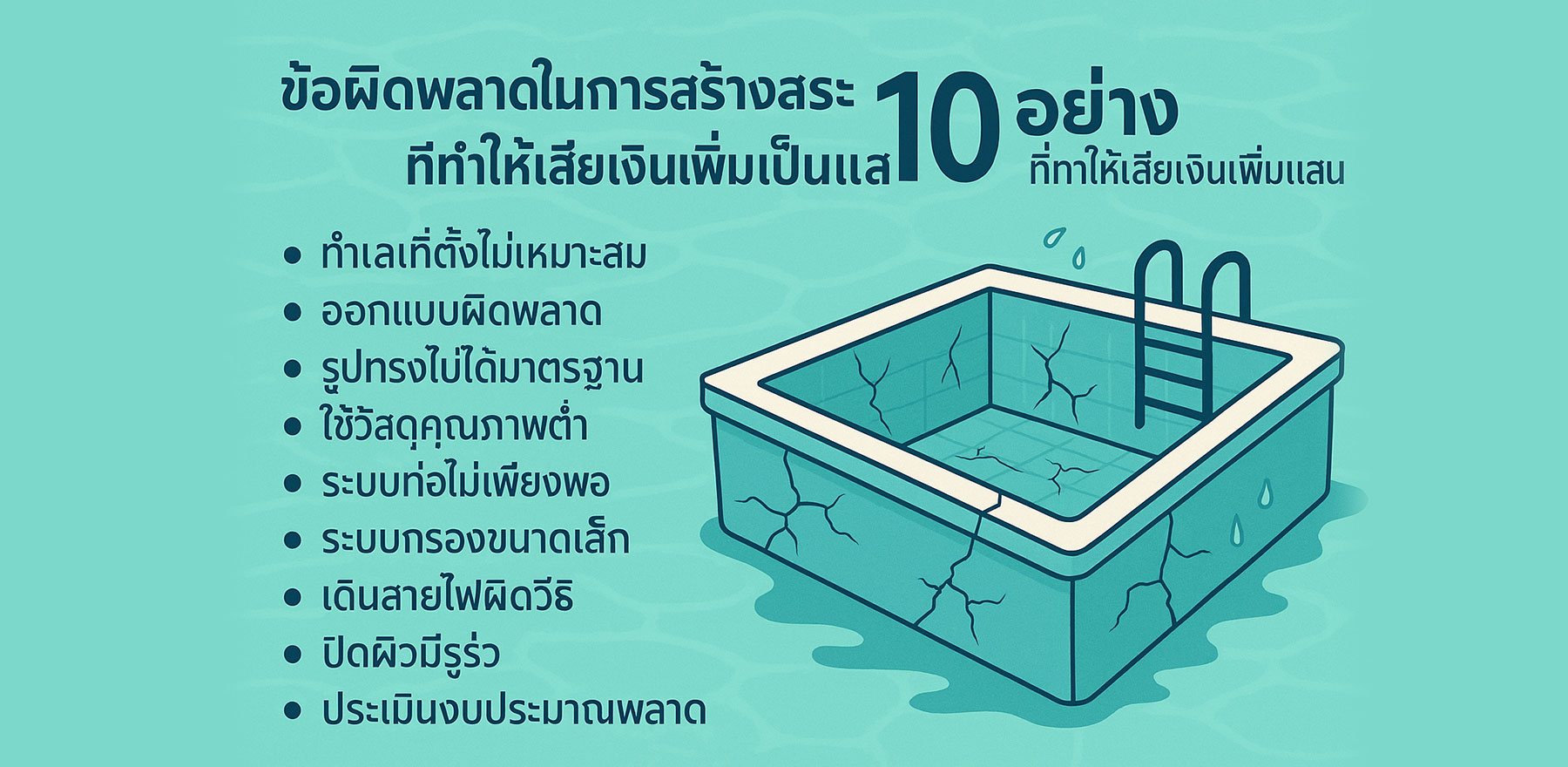 ข้อผิดพลาดในการสร้างสระ 10 อย่าง ที่ทำให้เสียเงินเพิ่มเป็นแสน